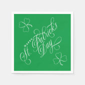 Elegant Happy St Patricks Day Skript mit Kleeblatt Serviette (Vorderseite)