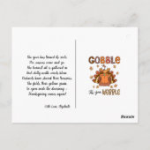Elegant Happy Thanksgiving Day Postcard Postkarte (Rückseite)