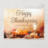 Elegant Happy Thanksgiving Dinner Table Custom Postkarte (Vorderseite)
