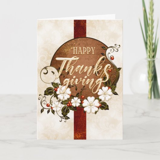 Elegant Happy Thanksgiving Karte (Vorderseite)