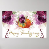 Elegant Happy Thanksgiving Pumpkin Burgundy Poster (Vorne)