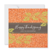 Elegant Happy Thanksgiving Script Orange Glitzer