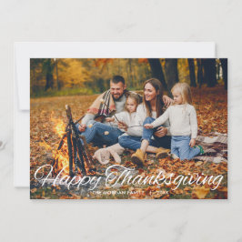 Elegant Happy Thanksgiving Script Typografy Foto Feiertagskarte