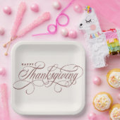 Elegant Happy Thanksgiving Skript-Design Paper Pla Pappteller (Party)