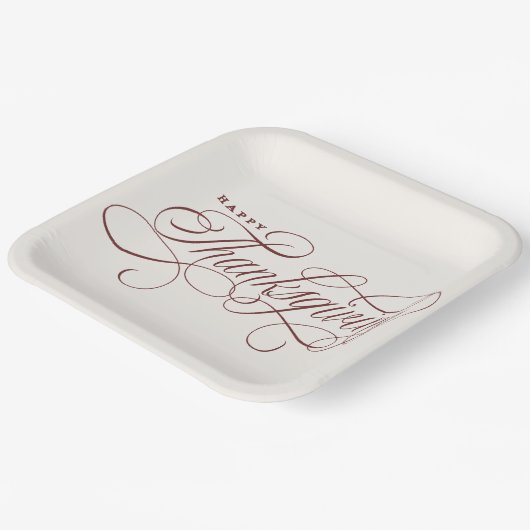 Elegant Happy Thanksgiving Skript-Design Paper Pla Pappteller (Gewinkelt)