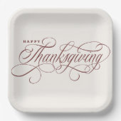 Elegant Happy Thanksgiving Skript-Design Paper Pla Pappteller (Vorderseite)