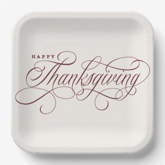 Elegant Happy Thanksgiving Skript-Design Paper Pla Pappteller (Vorderseite)