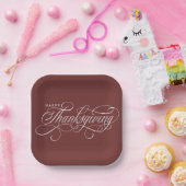 Elegant Happy Thanksgiving Skript-Design Pappteller (Party)