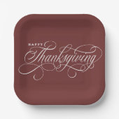 Elegant Happy Thanksgiving Skript-Design Pappteller (Vorderseite)