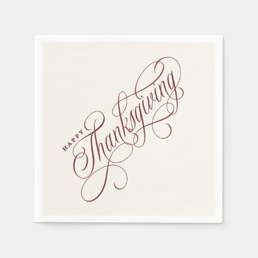 Elegant Happy Thanksgiving Skript-Design Serviette (Vorderseite)