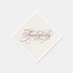 Elegant Happy Thanksgiving Skript-Design Serviette
