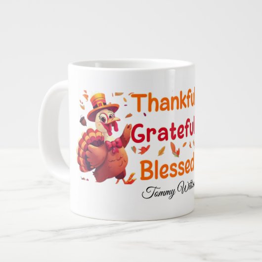 Elegant Happy Thanksgiving Türkei Jumbo-Tasse (Vorderseite Links)