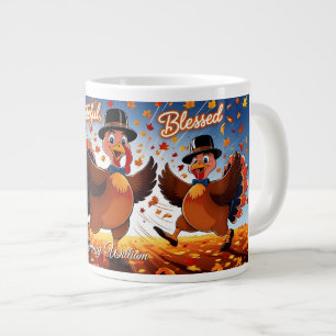 Elegant Happy Thanksgiving Türkei Jumbo-Tasse