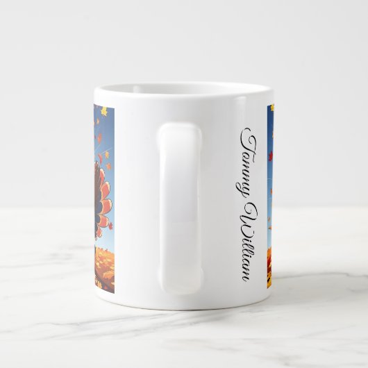 Elegant Happy Thanksgiving Türkei Jumbo-Tasse (Rückseite)