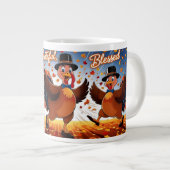 Elegant Happy Thanksgiving Türkei Jumbo-Tasse (Vorderseite Rechts)