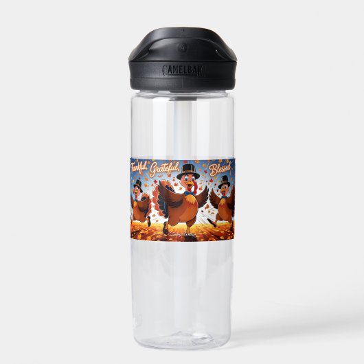 Elegant Happy Thanksgiving Türkei Trinkflasche (Rückseite)