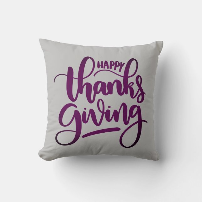 Elegant Happy Thanksgiving Typografie Outdoor Kissen (Vorderseite)
