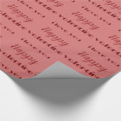 Elegant Happy Valentine Typografie Rot Geschenkpapier (Ecke)
