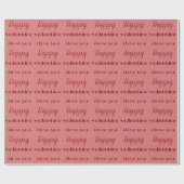 Elegant Happy Valentine Typografie Rot Geschenkpapier (Flach)