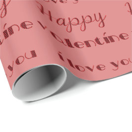 Elegant Happy Valentine Typografie Rot Geschenkpapier