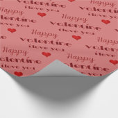 Elegant Happy Valentine Typografie Rotes Herz Geschenkpapier (Ecke)