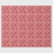 Elegant Happy Valentine Typografie Rotes Herz Geschenkpapier (Flach)
