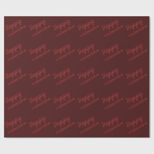 Elegant Happy Valentine Typografy Dark Red Geschenkpapier (Flach)