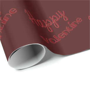 Elegant Happy Valentine Typografy Dark Red Geschenkpapier