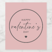 Elegant Happy Valentine's day Blush Pink Weinetikett (Einzelnes Label)