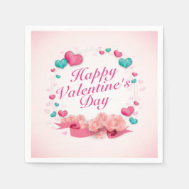 Elegant Happy Valentine's Day Candy Hearts Napkin Serviette