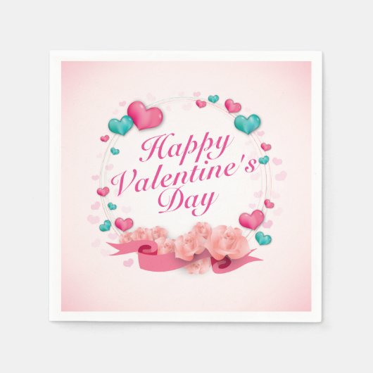 Elegant Happy Valentine's Day Candy Hearts Napkin Serviette (Vorderseite)