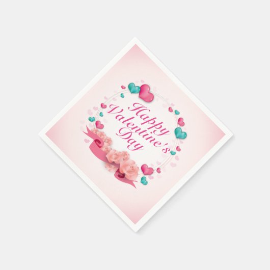 Elegant Happy Valentine's Day Candy Hearts Napkin Serviette (Ecke)