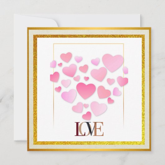 Elegant Happy Valentine's Day | Gold & Pink Heat (Vorderseite)
