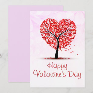 Elegant Happy Valentine's Day Heart Tree Card Feiertagskarte