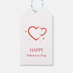 Elegant Happy Valentine's Day Red Heart on White Geschenkanhänger