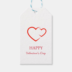 Elegant Happy Valentine's Day Red Heart on White Geschenkanhänger