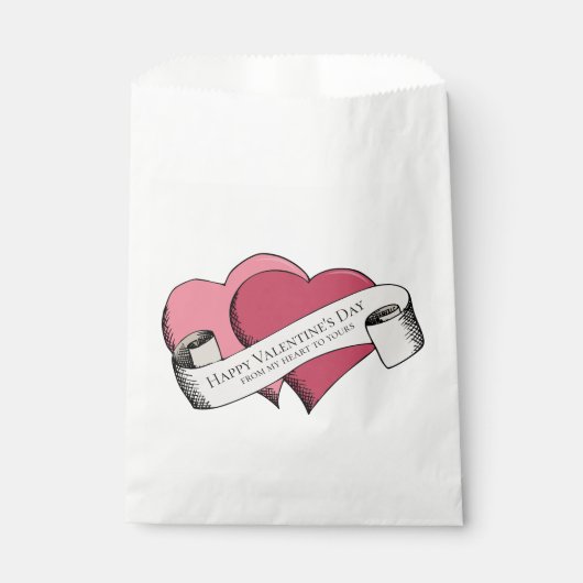 Elegant Happy Valentine's Day Rosa Herzen Geschenktütchen (Vorderseite)