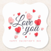 Elegant Happy Valentine's Day Untersetzer (Vorderseite)