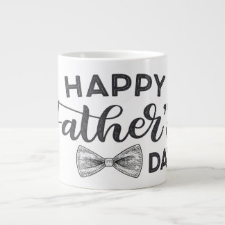 Elegant Happy Vatertag Typografie mit Bow-Krawatte Jumbo-Tasse
