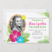 Elegant Hawaiian Luau Abschluss Foto Einladung (Vorderseite)
