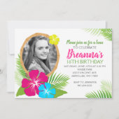Elegant Hawaiian Luau Birthday Foto Einladung (Vorderseite)