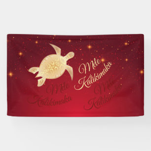 Elegant Hawaiian Weihnachten   Red Gold Banner