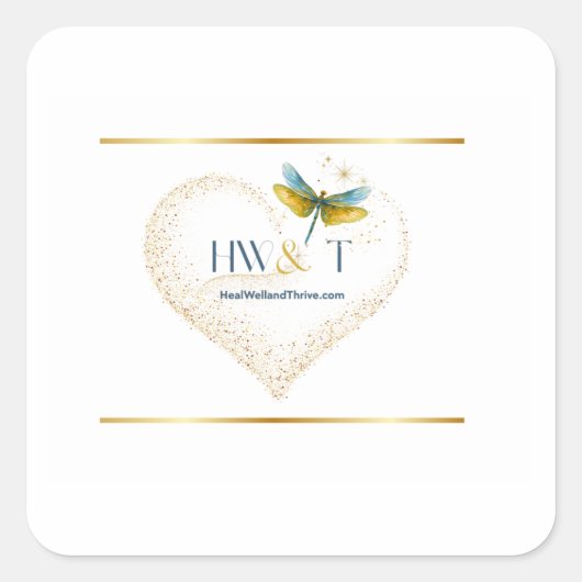 Elegant HealWell & Thrive Quadratischer Aufkleber (Vorderseite)