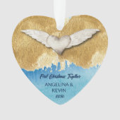 Elegant Heart Angel Wings First Christmas Ornament (Vorderseite)