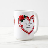 Elegant Heart Card With Red Roses Kaffeetasse (VorderseiteRechts)
