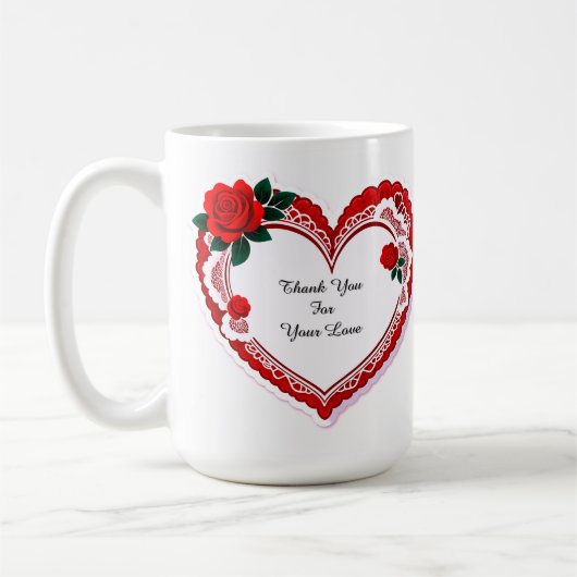Elegant Heart Card With Red Roses Kaffeetasse (Links)