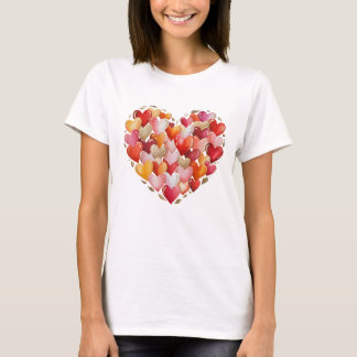 Elegant Heart Collage Watercolor Gold Valentine T-Shirt