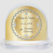 Elegant Heart Diamonds 50th Wedding Anniversary Schneekugeln (Rückseite)