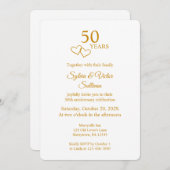 Elegant Heart Golden 50th Wedding Anniversary Einladung (Vorne/Hinten)