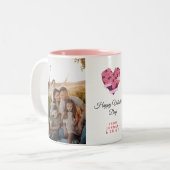 Elegant Heart Happy Valentine's Day Photo Zweifarbige Tasse (Vorderseite Links)